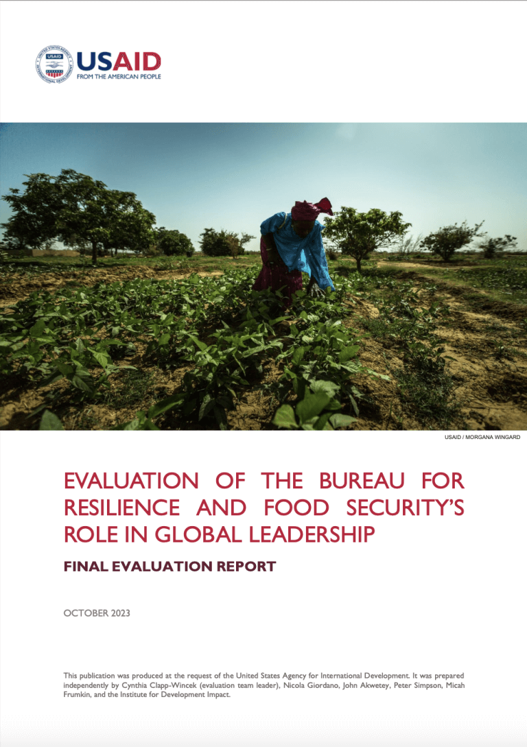 Evaluation of the Bureau for Resilience and Food Security's Role in Global Leadership